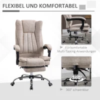Vinsetto kantoorstoel draaistoel met ligfunctie voetensteun bureaustoel hoogteverstelling zitting stoel bureaustoel microvezel kunststof metaal nylon zwart + beige 63 x 71 x 118 cm(m-6)