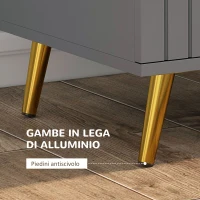 HOMCOM Cassettiera 4 Cassetti Moderna in Legno e Alluminio, 60x40x90 cm, Oro e Grigio Scuro(m-5)
