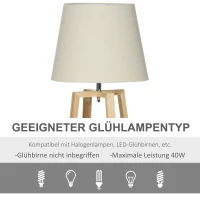HOMCOM Stehlampe mit 1 Tischlampe 2er-Set Nachttischlampe 149 cm/68 cm Höhe Stehleuchte für Wohnzimmer Schlafzimmer Skandi-Design Weiß+Natur(m-7)
