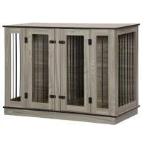 PawHut Hundekäfig im modernen Design, Hundebox, inkl. herausnehmbarer Trennwand, verriegelbar, Braun + Schwarz(m-10)