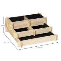 Outsunny Hochbeet 3-stufige Gartenbeet Pflanzenbeet Kräuterbeet Blumentreppe für Balkon Garten Natur Holz 93 x 93 x 35 cm(m-3)