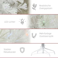 HOMCOM Weihnachtsbaum 1,2 m Christbaum Kunsttanne 130 Zweige mit RGB Led-Leuchten Metallfuß PVC Weiß Ø45 x 120H cm(m-8)