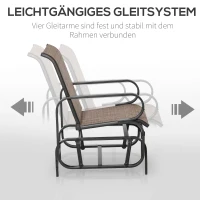 Outsunny Schommelstoel Staal Textline Bruin 62 x 75 x 91,5 cm(m-4)