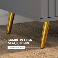 HOMCOM Cassettiera 3 Cassetti Moderna in Legno e Alluminio, 60x40x71.5 cm, Oro e Grigio Scuro(m-5)