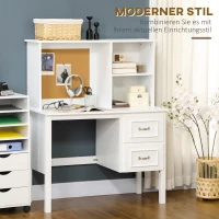 HOMCOM Schreibtisch, 2 Schubladen, 2 Regale, Korkwand, weiß, 100 x 50 x 127 cm(m-4)