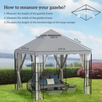 Outsunny Toldo de Substituição para Pérgola com Teto Duplo e 10 Orifícios de Drenagem 2,95x2,95 cm Cinza(m-3)
