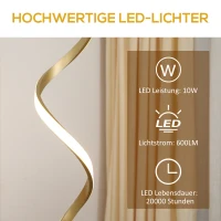 HOMCOM Stehleuchte in Spiralform, 20,5 cm x 20,5 cm x 147 cm, Fussschalter, 1,8 m langes Netzkabel, Gold(m-5)