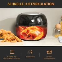 HOMCOM Heißluftfritteuse, Heißluftofen, 7 Programme, herausnehmbarer Korb, Überhitzungsschutz, schwarz, 36 x 33 x 27cm(m-4)