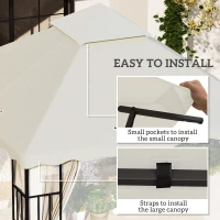 Outsunny 3 x 3 m Gazebo Canopy Replacement Covers, 2 - Tier Gazebo Roof Replacement TOP COVER ONLY, Cream White(m-5)