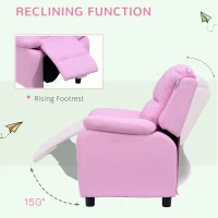HOMCOM Kids Sofa Armchair Toddler Recliner Children's  Chair Lounger Games Chair  PU Leather w/ Storage  (Pink)(m-4)
