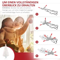 HOMCOM Weihnachtsbaum 1,2 m Christbaum Kunsttanne 130 Zweige mit RGB Led-Leuchten Metallfuß PVC Weiß Ø45 x 120H cm(m-7)