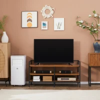 HOMCOM Lowboard, Regal, Fernsehbank, TV-Ständer, Industrial Design, 2 Regalfächer, Stahlrahmen, Farbe: Naturholz, 120 x 40 x 59 cm(m-7)