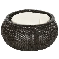 PawHut Katzenkorb inkl. Kissen und verstecktem Stauraum, Katzenbett, Haustierbett. PE-Rattan, Dunkelbraun + Creme(m-1)