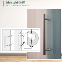 HOMCOM glazen schuifdeur schuifdeur kamerdeur met handgreep aan één zijde gesatineerd 2050 x 1025 mm(m-5)