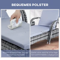 Outsunny Poly-rotan ligstoelset met tafel ligbank voor buiten tuinmeubelen met kussens(m-7)