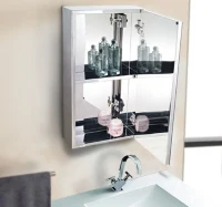 HOMCOM Stainless Steel Mirror Storage Cabinet-Silver(m-11)