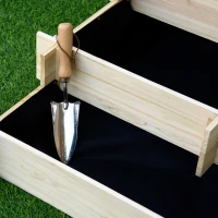 Outsunny Hochbeet 3-stufige Gartenbeet Pflanzenbeet Kräuterbeet Blumentreppe für Balkon Garten Natur Holz 93 x 93 x 35 cm(m-8)