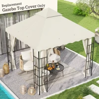 Outsunny 3 x 3 m Gazebo Canopy Replacement Covers, 2 - Tier Gazebo Roof Replacement TOP COVER ONLY, Cream White(m-2)
