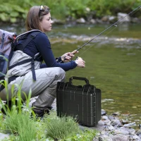 Outsunny 2er-Set Wertsachenkoffer mit Rollen und 2 Griffen, wasserdicht, mit Luftventil, 34 cm x 29 cm x 15 cm, Schwarz(m-2)
