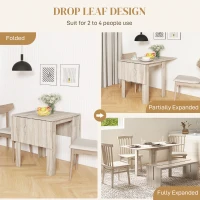 HOMCOM Masă Derulantă pentru 4 Persoane Impermeabilă și Rezistentă la Zgârieturi, Masă pliabilă din PAL, 140x70x75 cm, Culoare Stejar(m-4)