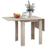 HOMCOM Masă Derulantă pentru 4 Persoane Impermeabilă și Rezistentă la Zgârieturi, Masă pliabilă din PAL, 140x70x75 cm, Culoare Stejar(m-10)