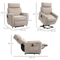 HOMCOM Aufstehsessel, Relaxsessel, mit Aufstehhilfe, Liegefunktion, Fernbedienung, Stahl, 81 x 91 x 103cm(m-3)
