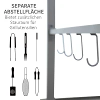 Outsunny Grillpavillon, Grillüberdachung, Regenschutz, UV-beständig, Gartenpavillon mit Haken, Stahlrahmen, Polyester, Beige+Dunkelgrau, 215 x 150 x 220 cm(m-4)