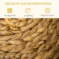 Pawhut Katzenhöhle aus Wasserhyazinthengras, Tragegriffe, 1 waschbares Kissen, 41 cm x 38 cm x 41 cm, Natur(m-4)