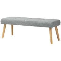 HOMCOM Polsterbank, Pikowanie guzikami, Wygląd lnu, Nogi z drewna maszwnego, do 120 kg, 120x41x43 cm, Szary(m-1)