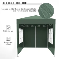 Outsunny Tenda Dobrável 2x2 m Tenda de Jardim com 4 Paredes Laterais Tecido Oxford 2 Portas 2 Janelas e Bolsa de Transporte para Exterior Terraço Campismo Festas Verde(m-6)