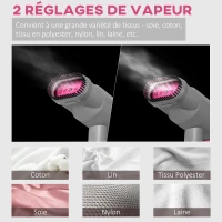 HOMCOM Défroisseur vapeur vertical prêt en 30s réservoir 160 ml Défroisseur à main de voyage 1520 W - portable et léger(m-6)