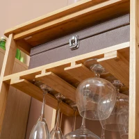 HOMCOM Weinregal, für 16 Weinflaschen & 9 Weingläser, 5 Etagen, Ablage, Bambusholz, 47 x 29 x 99,5 cm(m-8)