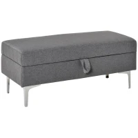 HOMCOM Polsterbank Sitzbank Truhenbank mit Stauraum Metall Leinen Grau108,5 x 44,5 x 47,5 cm(m-1)