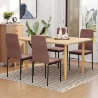 Homcom Set 4 Scaune Moderne – Metal & Material Textil Captusit, Kaki(m-2)