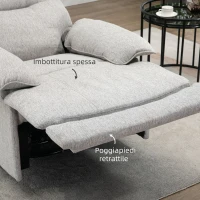 HOMCOM Poltrona Reclinabile 150° max e Imbottita con Poggiapiedi, in Tessuto Effetto Lino, 89x98x101 cm, Grigio Chiaro(m-6)