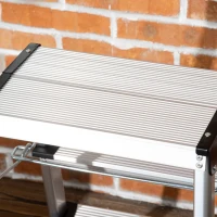 DURHAND Trittleiter Klapptritt, klappbar, breite Sprossen, rutschfest, Leichtbau, Aluminium+Stahl, 44 x 62,5 x 60,5cm(m-8)