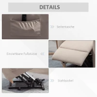 HOMCOM Aufstehsessel, Relaxsessel, mit Aufstehhilfe, Liegefunktion, Fernbedienung, Stahl, 81 x 91 x 103cm(m-7)