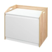 HOMCOM Sitzbank mit Stauraum 2-in-1 Truhenbank Nachttisch Aufbewahrungstruhe Weiß+Natur 62,4 x 40 x 51,5 cm(m-10)