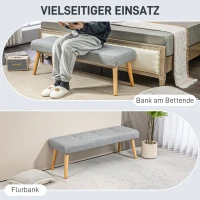 HOMCOM Polsterbank, Pikowanie guzikami, Wygląd lnu, Nogi z drewna maszwnego, do 120 kg, 120x41x43 cm, Szary(m-6)