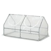Outsunny Gewächshaus mit Fenster PE Treibhaus Tomatenhaus Frühbeet 120x60x60cm Weiß(m-1)