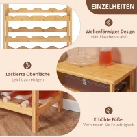 HOMCOM Weinregal, für 16 Weinflaschen & 9 Weingläser, 5 Etagen, Ablage, Bambusholz, 47 x 29 x 99,5 cm(m-6)
