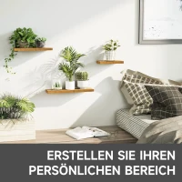 HOMCOM 3er-Set Wandregale, modulares Regalsystem, Kiefernholz, 50 x 18 x 3,6 cm(m-7)