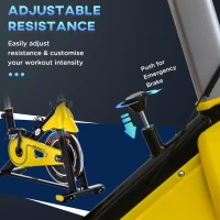 HOMCOM Bicicletă de Exerciții Staționare cu Volant, Monitor LCD, Rezistență Reglabilă pentru Antrenament Cardio, 101-113x45.5x100 cm, Galben(m-6)