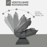 HOMCOM Relaxsessel Lesesessel, drehbar, Leinenoptik, 62 cm x 70 cm x 95 cm, Grau(m-4)