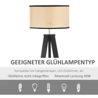 HOMCOM Stehlampe Wohnzimmer Tripod Stehleuchte 40W moderne Standleuchte mit E27 Fassung Holzfuß für Schlafzimmer Büro Schwarz+Gold 45 x 45 x 147 cm(m-7)