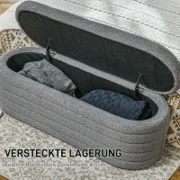 HOMCOM Ławka do Sypialni z Przestrzenią do Przechowywania, Teddy-Fleece, 116x41x40,5cm, Jasnoszary(m-4)