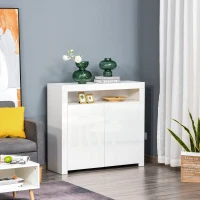 HOMCOM Dulapior cu Economisire Spatiu Multifunctional pentru Hol din Lemn Alb Lumini LED(m-10)