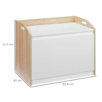 HOMCOM Sitzbank mit Stauraum 2-in-1 Truhenbank Nachttisch Aufbewahrungstruhe Weiß+Natur 62,4 x 40 x 51,5 cm(m-3)