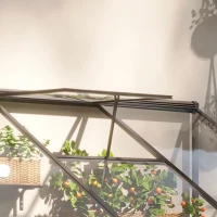 Outsunny Gewächshaus 182 x 122 cm Beistell Gartenhaus mit Verstellbares Dach Verschließbare Treibhaus Tür Aluminiumlegierung Polystyrolplatte Transparent Schwarz(m-8)