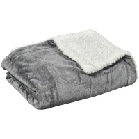 HOMCOM Kuscheldecke 2 x 1,5 m, doppelseitig, leicht & weich, In- und Outdoor, für 2 Personen, grau(m-1)